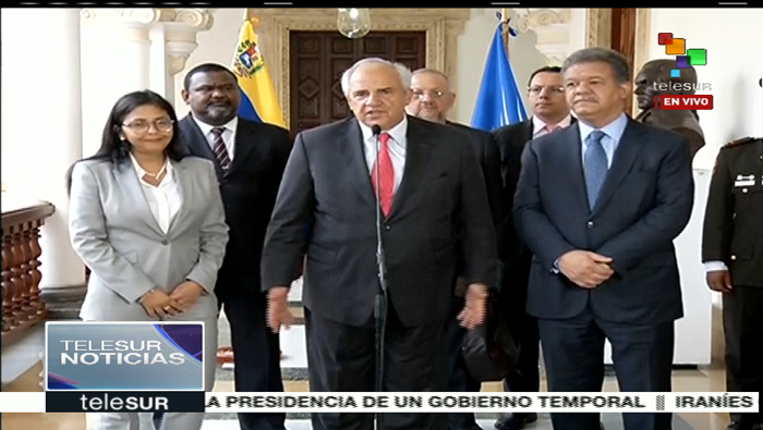 La canciller de Venezuela, Delcy Rodríguez, el secretario de la Unasur, Ernesto Samper y el representante de la Misión Especial del organismo ratificaron los comicios como un hecho democrático.