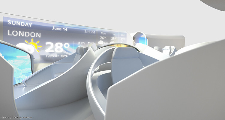 Los aviones del futuro tendrán el techo virtual.