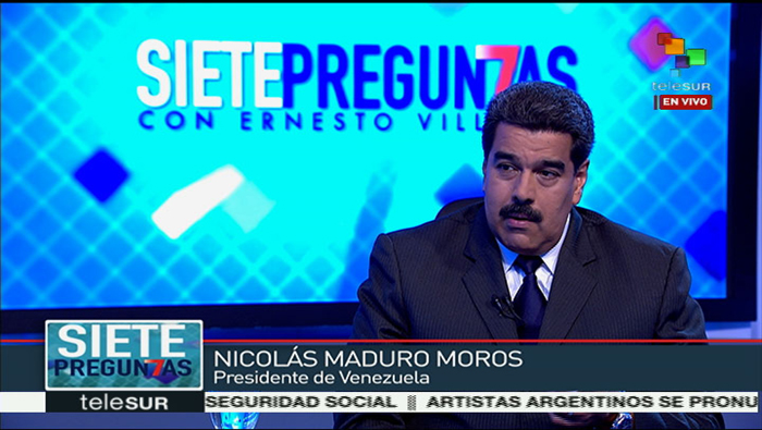 Nicolás Maduro participó este lunes en la primera edición del programa Siete Preguntas con Ernesto Villegas, transmitido por teleSUR.