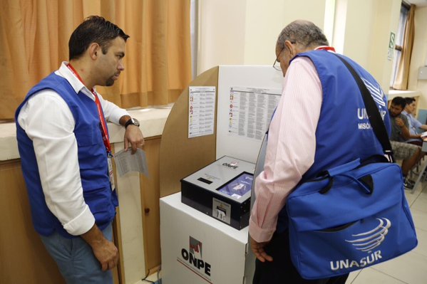 La Misión Electoral de la Unasur se encuentra desplegada en Perú este domingo en los comiciones generales.