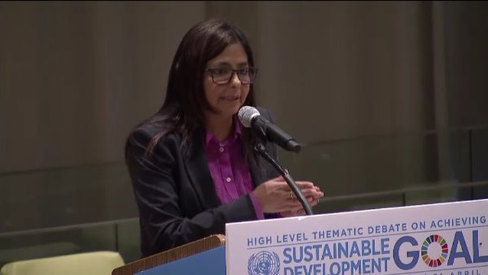 La canciller, Delcy Rodríguez, manifestó que la concentración de la riqueza de forma desigual, hace que no se respete el derecho de los pueblos al desarrollo sostenible.