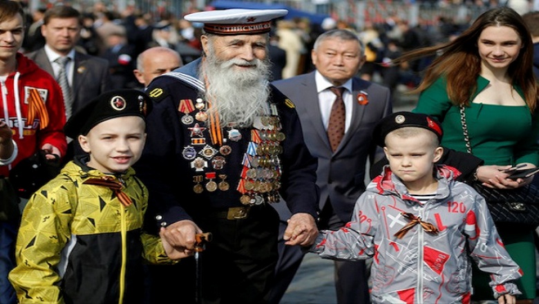 Veterano de la II Guerra Mundial, Georgy Shirokov de 91 años de edad, personajes iconicos de este triunfo.