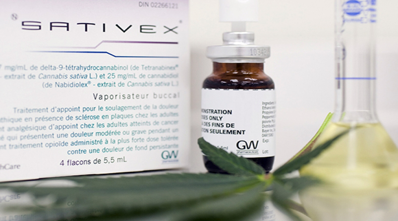 Sativex es un fármaco utilizado para tratar la esclerosis múltiple y el control de los espasmos musculares.