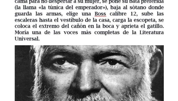 55 años de la muerte de un grande: Ernest Hemingway 
