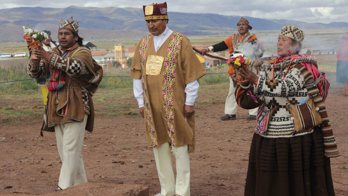 El presidente Evo Morales durante una ceremonia ancestral.