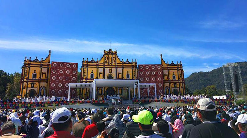 La comunidad indígena participó en la misa del Papa Francisco en Chiapas.