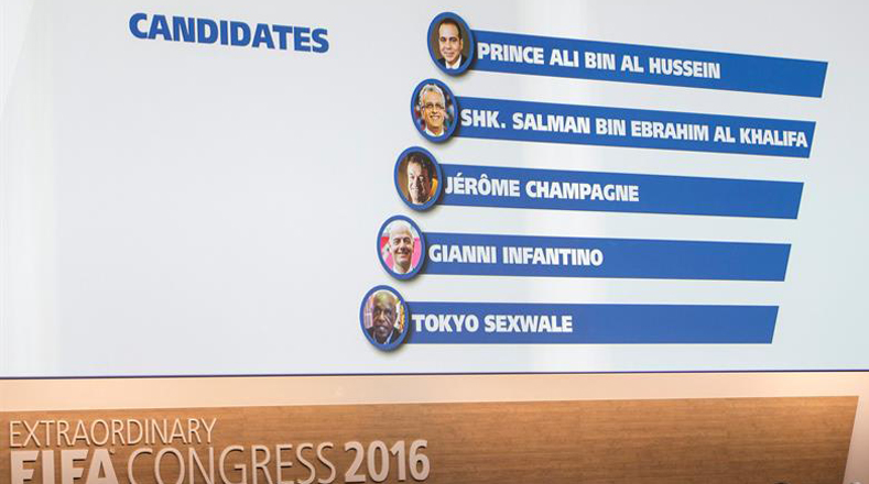 Lista de los candidatos a la presidencia de la FIFA 2016.