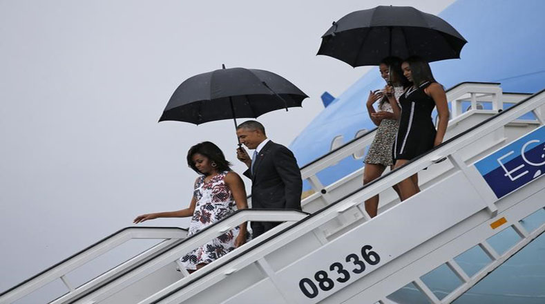 Obama viajó con su esposa Michell y sus dos hijas y estarán desde el 20 al 22 de marzo en la mayor de las Antillas.