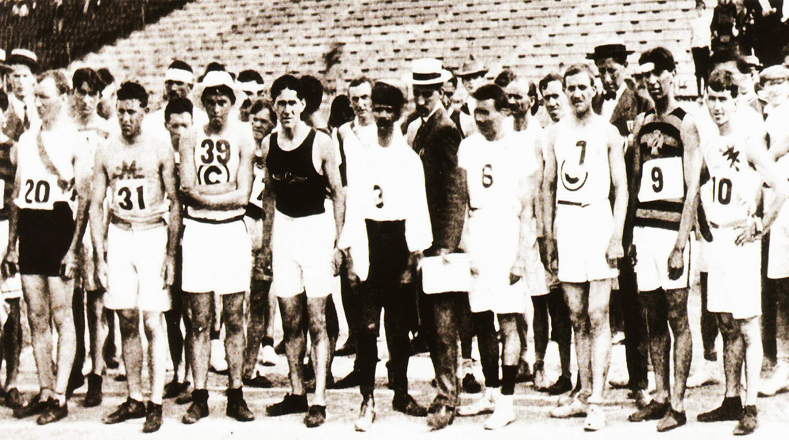 Atletas que tomaron la salida en la maratón de los JJOO de San Luis 1904. 