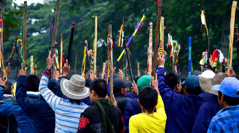 Indígenas y campesinos movilizados en la Minga Agraria en Colombia