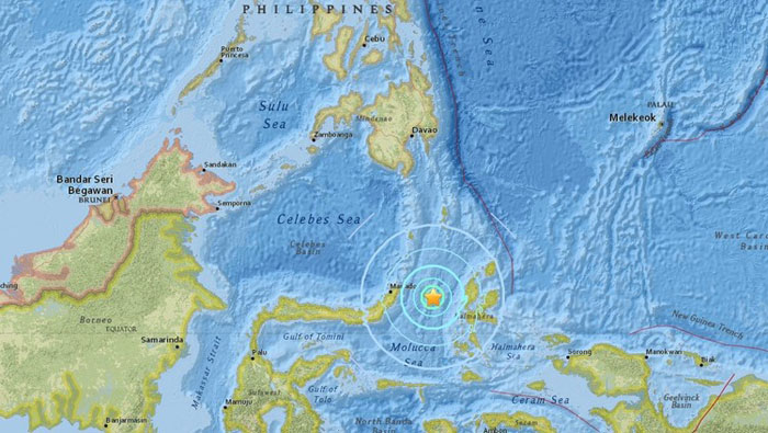 El epicentro del sismo se situó a 177 kilómetros al este de la ciudad de Manado.