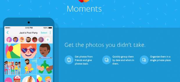 Moments es una aplicación diseñada por Facebook para compartir fotos con tus amigos de forma automática.