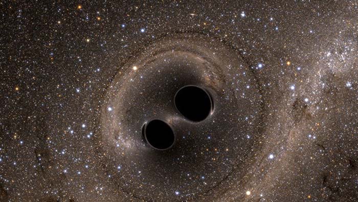 Las ondulaciones ocurrieron en la última fracción de segundo tras la colisión de dos grandes agujeros negros.