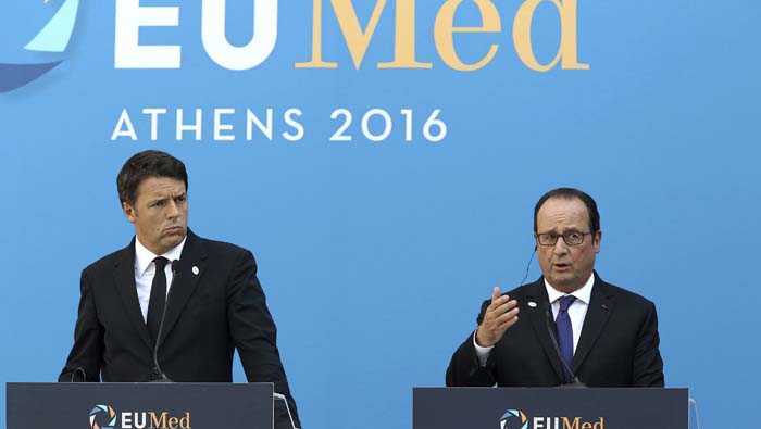 En paralelo, la cumbre de los países mediterráneos de la Unión Europea pidieron la cohesión de los países occidentales para enfrentar la crisis general del continente