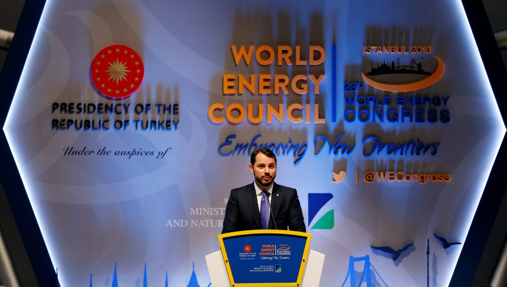 El ministro turco de Energía y Recursos Naturales, Berat Albayrak, durante la apertura del Congreso Mundial de Energía.