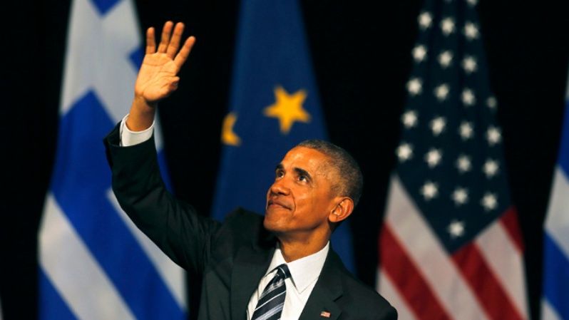 Obama  pronunció un discurso de despedida en el Centro Cultural Stavros Niarchos de Atenas 