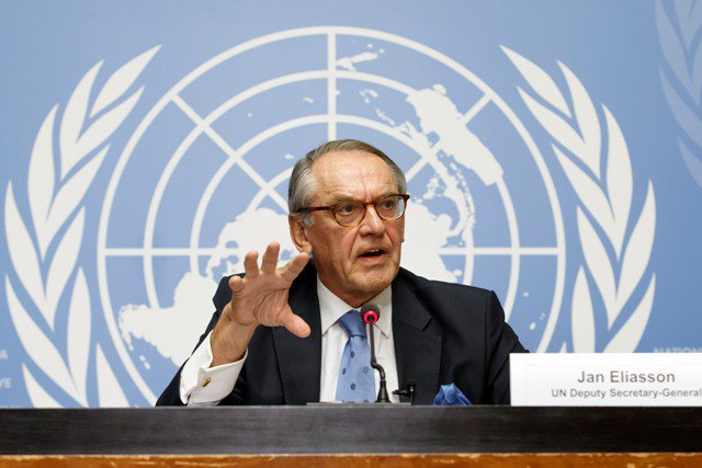 Secretario general adjunto de la ONU, Jan Eliasson, quiere demostrar como la ONU siente lo que ha ocurrido.