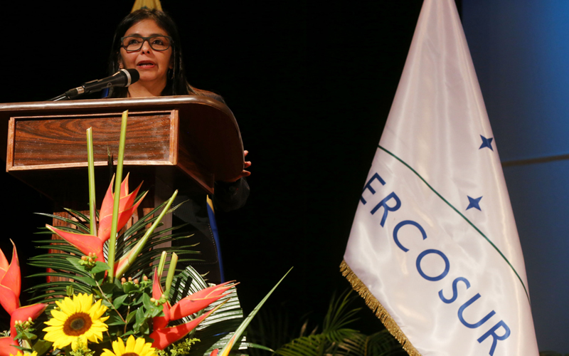 Delcy Rodríguez reiteró que Venezuela sigue a la vanguardia dentro del Mercosur.