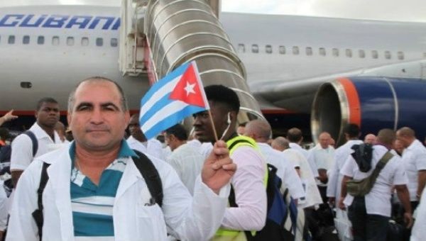 Cuban Doctors Arriving on a Mission In Sierra Leone in 2015