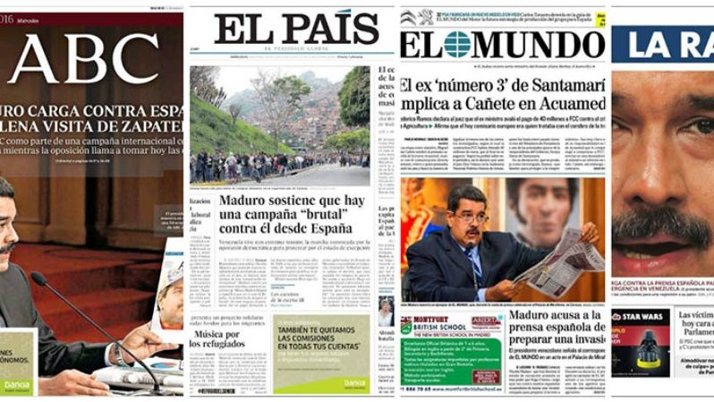 Los principales diarios españoles han dedicado numerosas portadas para descontextualizar la realidad venezolana