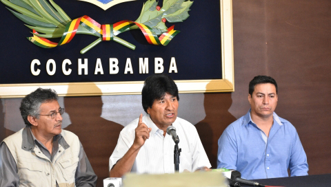 El Presidente boliviano dio una rueda de prensa en Cochabamba.