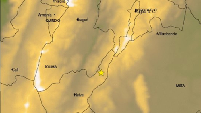 El temblor tuvo su epicentro a 5 km del municipio de Colombia, en el departamento del Huila.