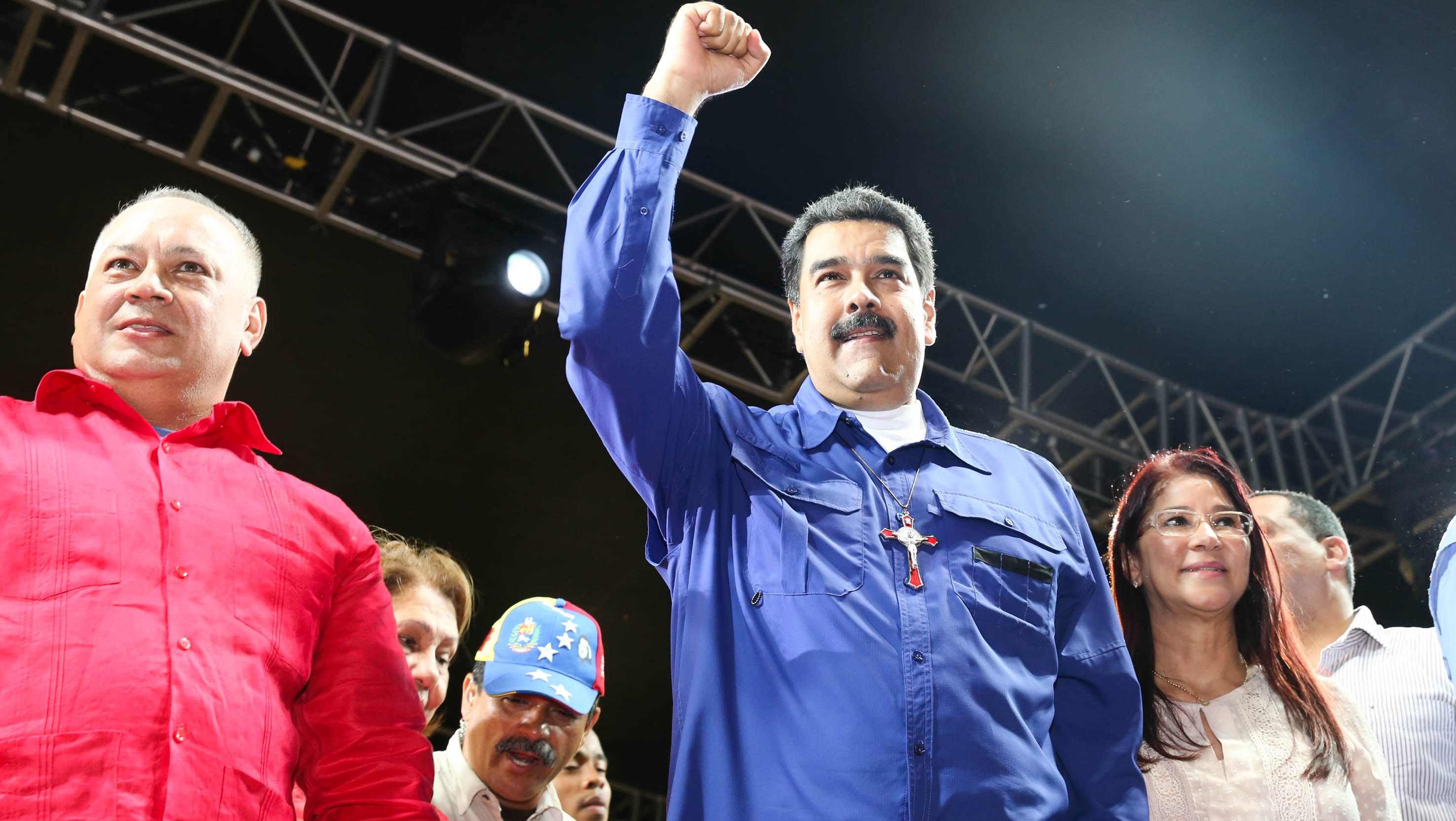 Nicolás Maduro estuvo en Monagas junto a Diosdado Cabello (i).