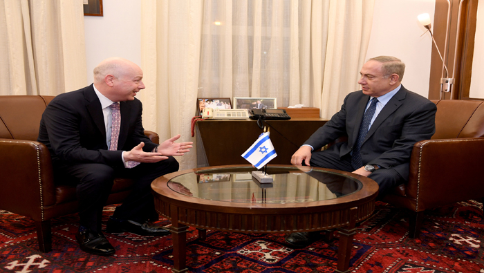Jason Greenblatt, enviado por Donald Trump, para temas relaciones con el Medio Oriente, estuvo reunido con el primer ministro de Israel, Benjamín Netanyahu.
