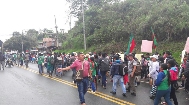 La protesta tuvo lugar en la vía Panamericana entre Pescador y el Pital, del Cauca en Colombia.