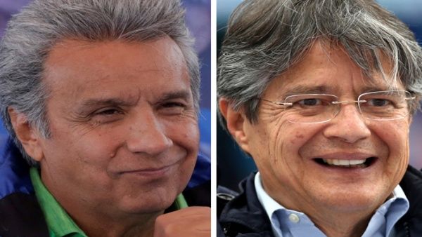 El ex vicepresidente Lenín Moreno y el banquero de derecha Guillermo Lasso disputan el balotaje de Ecuador.