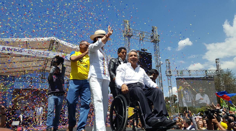 El presidente electo Lenín Moreno aseguró ante miles de ecuatorianos que "ahora viene la tarea más importante, consolidar el triunfo".