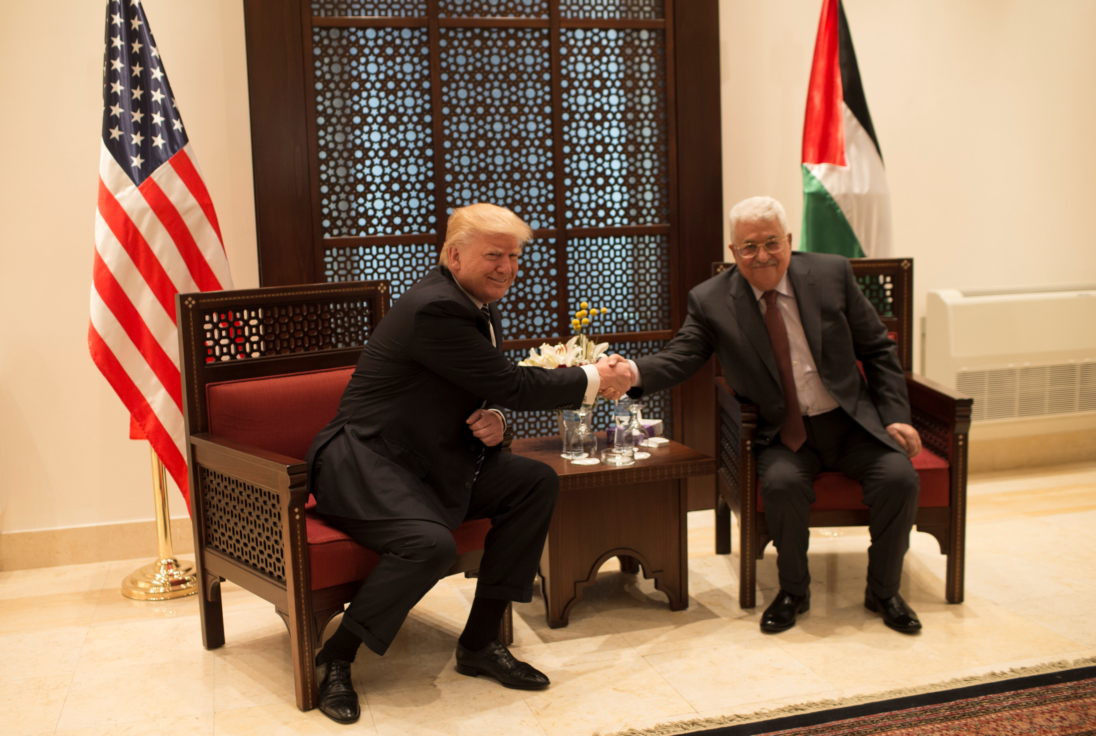 Donald Trump y Mahmud Abás se reunieron en Belén.