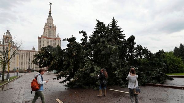 El temporal tumbo árboles y causo daños en la capital rusa