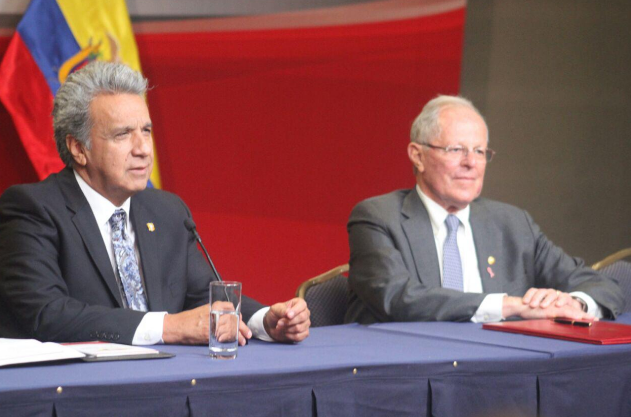 En el encuentro estuvo acompañado de su homólogo Pedro Pablo Kuczynski, presidente de Perú.