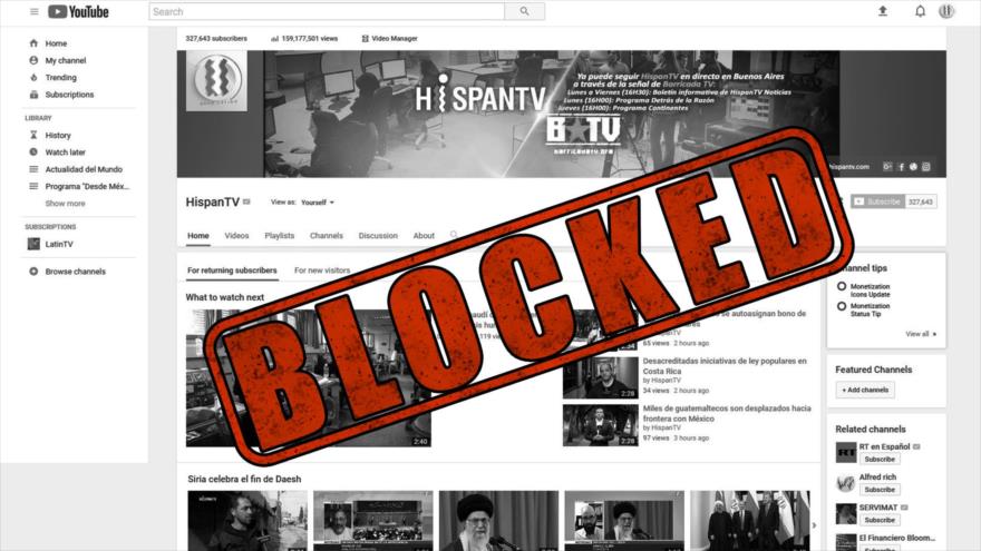 Como Hitler y Pinochet: YouTube y Google borran a HispanTV