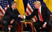 El presidente colombiano Iván Duque saluda al mandatario de EE.UU. Donald Trump.
