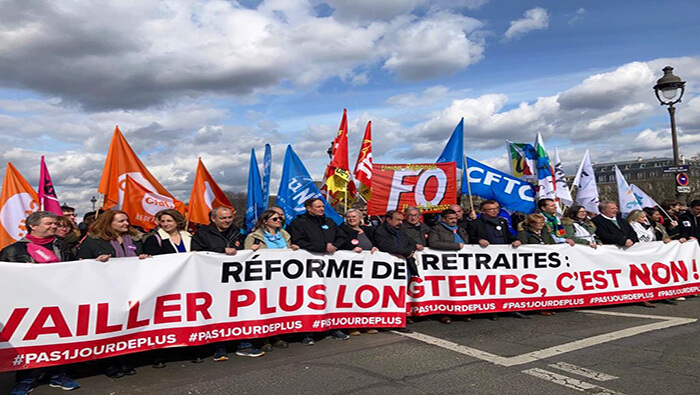 La jornada de manifestaciones sería la novena en poco más de dos meses contra la reforma y la primera tras su adopción por decreto defendida por el presidente Macron.
