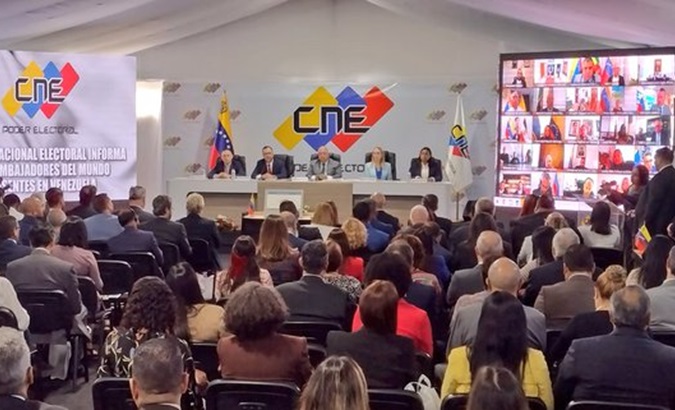 CNE meeting with diplomats accredited in Venezuela, April 17, 2024.