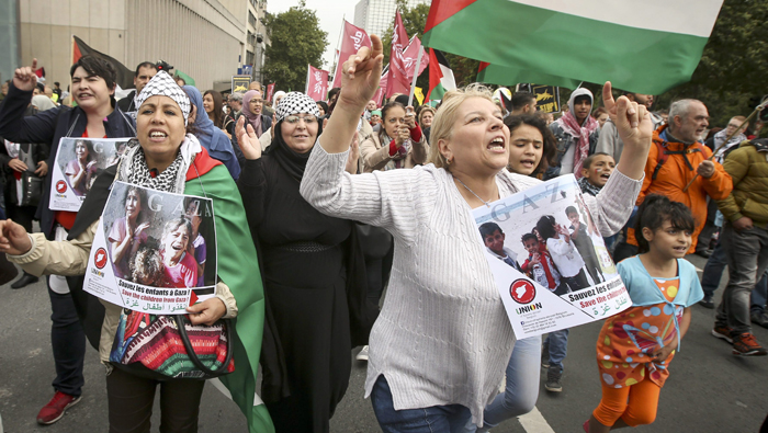 Alrededor de cinco mil personas pidieron el fin del bloqueo a Gaza en Bélgica. (Foto: EFE)