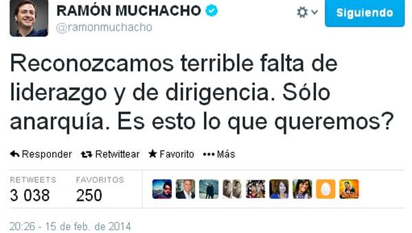 El alcalde de Chacao, Ramón Muchacho, también opositor, reconoció la falta de liderazgo opositora. (Foto: @ramonmuchacho)