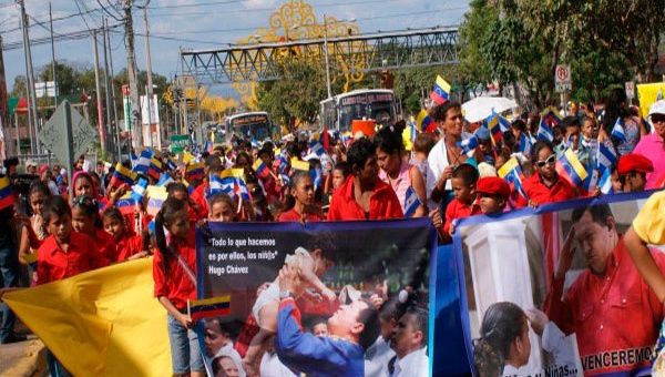La inmensa multitud de infantes, caminó por la avenida Bolívar a Chávez, la principal vía de la ciudad de Managua (Capital de Nicaragua. (Foto: Embajada de Venezuela en Nicaragua)