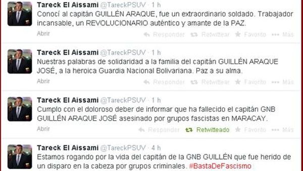 El Aissami envió un mensaje de solidaridad a la familia del funcionario (Foto: teleSUR)