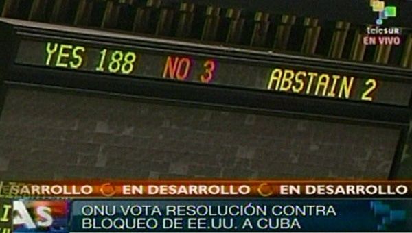 La ONU votó durante 2013 contra el bloqueo de EE.UU. (Foto: teleSUR)