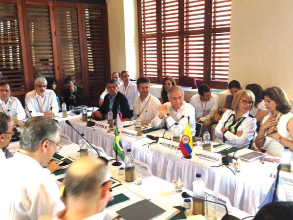 Reunión de Cancilleres de la Alianza Del Pacifico y Mercosur en Cartagena de Indias. (Foto: @Minrel_Chile)