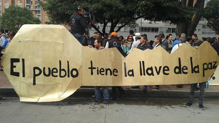 La manifestación recorrerá 2,38 kilómetros hasta la Plaza Bolívar de Bogotá. (@piedadcordoba)