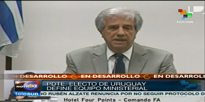 Cinco mujeres estarán al frente en el nuevo gobierno de Tabaré Vázquez en Uruguay.