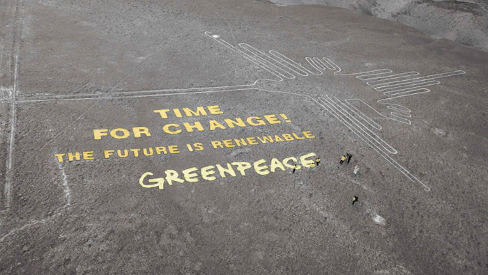 La Organización Greenpeace escribió el mensaje: 