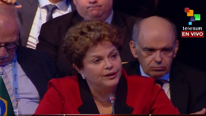 La Mandataria de Brasil, Dilma Rousseff, en la cumbre del Mercosur
