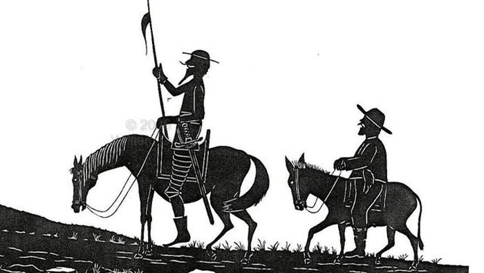Don Quijote de la Mancha junto a su escudero Sancho Panza.