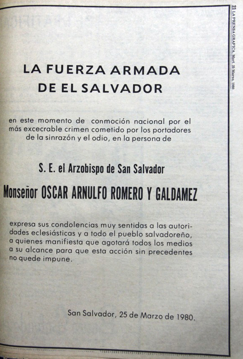 Obituario de las Fuerzas Armadas.